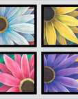 Four Daisies (polyptych) Print Rhi Wilde Fine Art Paper 20x20 black-frame
