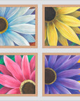 Four Daisies (polyptych) Print Rhi Wilde Fine Art Paper 20x20 natural-frame