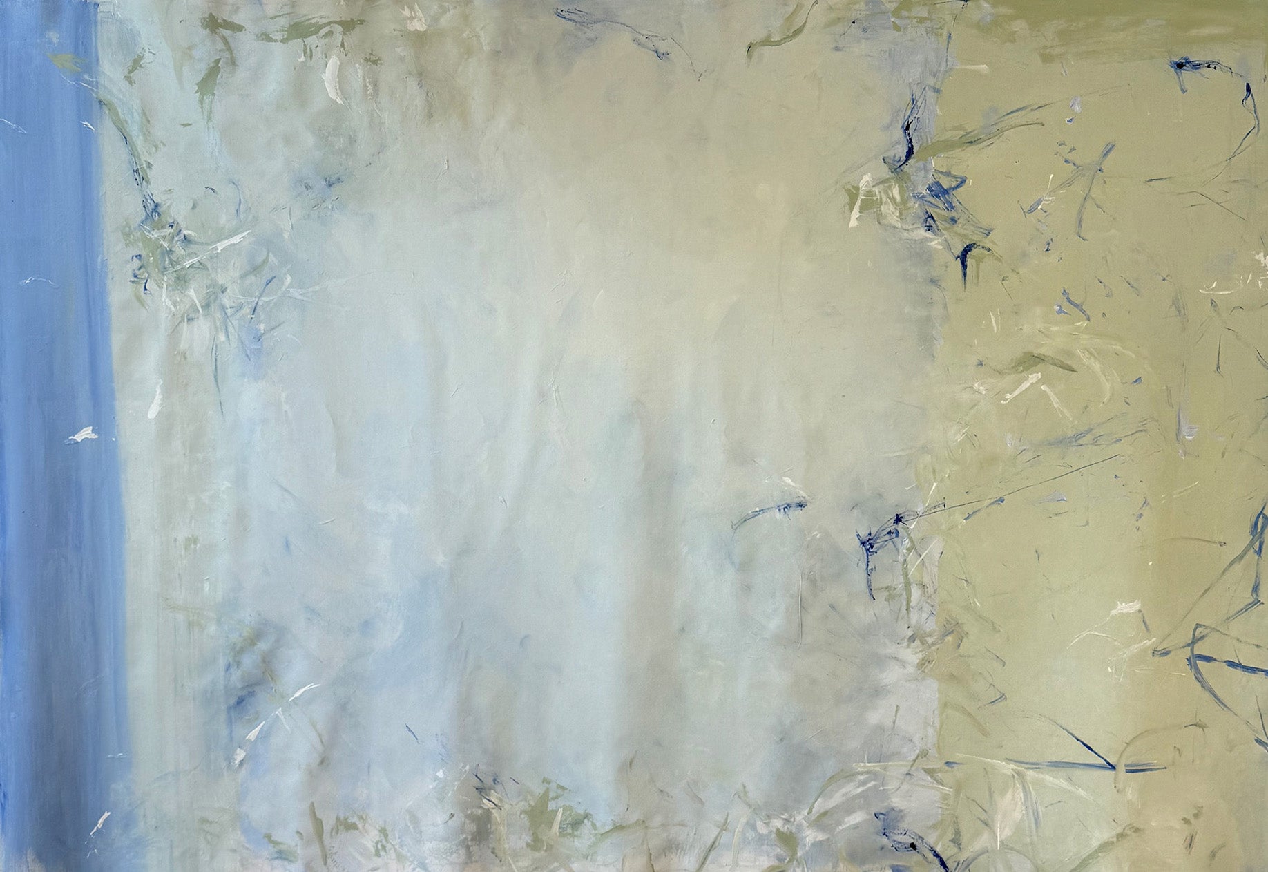 Sit with Me (Neutral Green/Blue) Original Artwork Charlie French