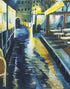 Cafe at Night in the Rain Original Artwork Lucas Farlow