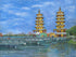 Twin Pagoda, Taiwan Original Artwork Philip Ma