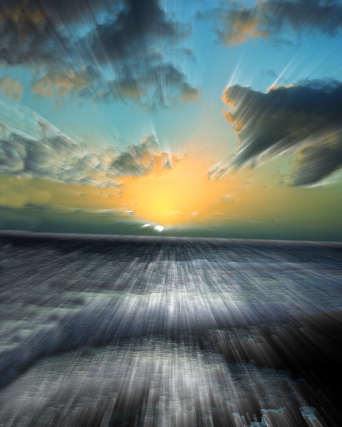 Ocean Sunset Cyan - ArtLifting